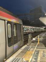 2024.09.17, unidentified R-Train, University Station. MTR's platform door installation put the University Station on low priority, not because there was no risk in this curvy station, but simply because they are not very sure how it should be installed and decide to focus on completing all other stations first. Nevertheless soon this sight of train will be in history for safety of passenger protected by platform screen door.
///
2024.09.17, nicht identifizierter R-Zug, Universitätsbahnhof. Die MTR hat die Installation der Bahnsteigtüren an der Universitätsstation auf eine niedrige Priorität gesetzt, nicht weil es an dieser kurvenreichen Station kein Risiko gäbe, sondern weil man sich nicht ganz sicher ist, wie die Tür installiert werden soll, und beschlossen hat, sich zuerst auf die Fertigstellung aller anderen Stationen zu konzentrieren. Nichtsdestotrotz wird dieser Anblick bald in die Geschichte eingehen, denn die Sicherheit der Fahrgäste wird durch die Bahnsteigtür gewährleistet.