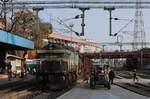 WDG-4 12163 erreicht mit einem schweren Güterzug den Bhf. Jaipur Junction. (02.02.2024)