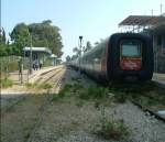 Vorn ist am anderen Ende. Die IC3-Einheit 7229 bildet am 14.05.2007 in Nahariya den Zugschlu des vierteiligen IC3-Zuges, der in Krze zu seiner Fahrt vom nrdlichsten Ende zum sdlichsten Bahnendpunkt in Israel, nach Be'Er Sheva aufbrechen wird.