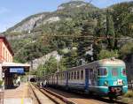In Varenna am Comer See ist am 06.10.2012 ein ALe 803 als R 5274 von Lecco angekommen, der nach einem kurzen Halt nach Sondrio weiterfahren wird.