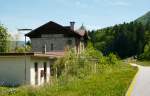 Blick auf den ehemaligen Bahnhof Bagni di Lusnizza am 27.8.2015