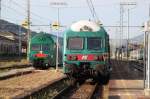 Trenitalia:Sonntagsruhe fr zwei Regio Dosto im Bahnhof Luino/It.Hier ein Blick auf die Steuerwagen.21.10.12