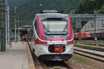 Blick auf ETR 526 018-B (526 108-5), welcher am Morgen des 05.07.2018 auf Gleis 5 im Grenzbahnhof von Brennero stand. Nach einem längeren Aufenthalt fuhr der Triebzug wieder von Brennero nach Merano zurück, wo er zuvor auch herkam.