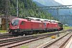 Am 05.07.2018 wurde die 1016 039 zusammen mit 1116 187 von der D 245 6020 unter der italienischen Oberleitung im Bahnhof von Brennero wieder zurück in Richtung Österreich geschoben.