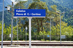 Bahnhofsschild von Calalzo-Pieve di Cadore-Cortina, am 21.5.2016.