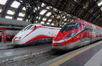 Frecciabianca und Frecciarossa sind in Milano C. angekommen und warten auf die Abfahrt. Mailand, 02.09.2019