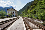 Blick in Richtung Belluno, auf den Bahnhof Perarolo di Cadore, am 21.5.2016.