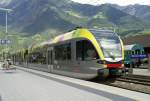 GTW-Triebzug der Vinschger Bahn wartet auf der nchsten Fahrt nach Mals, 26.07.2010.