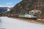 EU 43 002 und 483 002 mit einem Güterzug am 25.01.2014 bei Campo di Trens.