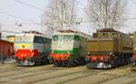 E.656 023, E.645 104 & E.626 015 on display at Milano Smistamento, 23 March 2013.