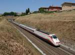 Der ETR 500-Triebkopf (Monotensione) mit der Ordnungsnummer 414 120  FRECCIABIANCA  war am 18.05.2014 mit dem Eurostar ES 9791 von Milano Centrale nach Venezia Santa Lucia unterwegs, und wurde von mir
