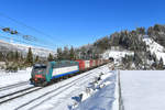 E 405 010 mit TEC 40501 am 14.02.2018 bei Tarvisio.