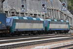 Trenitlia E405 006 & E405 003 kurz vor der Abfahrt mit einem KLV Zug Richtung Verona am Bahnhof Brenner/Brennero.