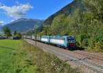 E 405 004 + E 405 006 mit einem KLV am 27.09.2014 bei Campo di Trens.