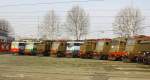 Some of the FS historic fleet lined up around the turntable at Milano Smistamento depot, 23 March 2013.