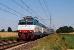 FS E444R 055 + E444R 079(inactive) hauling the IC560  Rossini  near Arena Po on the 27th of August in 2008