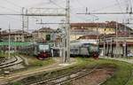 Blick auf die Anlagen des Bahnhofes Milano Porta Genova mit E 464.486 der Trenord und einer weiteren E 464 (02.05.2019)