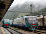E412 001 gemeinsam mit E412 008 haben einen Güterzug zum Brenner gebracht, im Hintergrund E464 316; 07.09.2019  