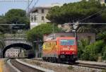 The E483.019 of ArenaWays passes in Zoagli during a test trial between Chiasso and Livorno Centrale.