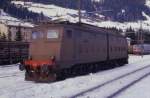 Grenzbahnhof San Candido / Innichen am 21.1.1991.
FS Elektrolok E 636459 steht abgebgelt im Bahnhof.