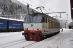 E652 063 rangiert auf der Italienischen Seite des Tief Verschneiten Bahnhofs Brenner.Bild entstand am 24.1.2012