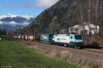 EU 43 003 mit einem KLV Zug am 16.11.2013 bei Campo di Trens an der Brennersüdrampe.