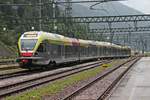 Nachschuss auf ETR 170 292, als dieser am Nachmittag des 03.07.2018 als Regionalzug (Brennero - Merano/Meran) aus dem Startbahnhof in Richtung Bozen fuhr.