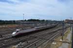 Italien 414 123 mit dem Schnellzug Mailand/Milano - Rom bei Einfahrt in Pisa Centrale 25.05.2014 