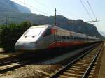 ETR 485 062-4 als FRECCIARGENTO 9462 (Roma Termini - Bolzano/Bozen) am 1.9.2015 bei der Ankunft in Bolzano/Bozen.