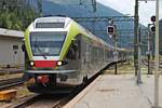 Einfahrt am 05.07.2018 von ETR 170 208 als Regionalzug (Merano/Meran - Brennero) auf Gleis 5 in den Endbahnhof.