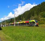 Hier zu sehen, ein ETR 170 als REX 1857 (Fortezza/Franzensfeste - Lienz) am 8.9.2015 kurz nach dem Bahnhof Thal.