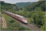 Ein FS Trenitalia ETR 610 als EC von Milano Centrale nach Basel SBB (via Simplon) auf der Alten Hauensteinline zwischen Läufelfingen und Buckten. 
7. Aug. 2018 