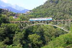 EMU ABe 8/8 21 with train PE72 41 Domodossola - Locarno, on the bridge in Intragna, 19/7/2025.