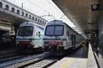 Hier links R7361 von Toma Termini nach Albano Laziale und R7358 von Albano Laziale nach Roma Termini, diese beiden Züge standen am 16.7.2011 in Roma Termini.