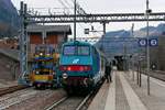 Ein Steuerwagen mit der Typenbezeichnung npBD am RV 2261, Brennero - Bologna Centrale, im Bahnhof von Waidbruck - Lajen / Ponte Gardena - Laion am 05.03.2020.