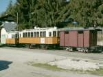 100 Jahre Rittnerbahn.Genau in dieser Zusammenstellung.Lok immer talwrts gerichtet,fuhren die Zge von 1907 bis 1966 auf der Zahnradstrecke von Bozen-Waltherplatz bis Maria-Himmelfahrt,wo dann die