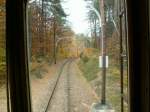 Auch auf dem Ritten ist der Herbst eingekehrt.Blick aus dem Fhrerstand des  Alioth  Tw 105 am 18.10.07