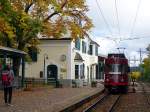 Am frühen Nachmittag des 4.10.2015 entstand dieses Foto eines Triebwagens der Rittnerbahn, der gerade im Bahnhof Oberbozen einfährt.