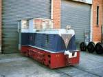 Fr den Depotverschub ist auch eine kleine Diesellok vorhanden: LM 5  Ercolina  (O & K 1953) in Monserrato (14. September 1989)