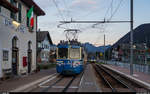 SSIF ABe 8/8 22  Ticino  als Regio Domodossola - Re und ein SSIF Treno Panoramico als Doppelführung zu einem Centovalli-Express Locarno - Domodossola am 31. Oktober 2020 in Druogno.