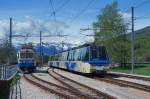 SSIF/FART: Begegnung zwischen ALT und NEU, Xe 4/4 16 (1923/1975) und SSIF Panoramic-Zug als D 48 CEX in S. Maria Maggiore am 2. Mai 2015.
Foto: Walter Ruetsch