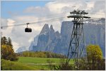 Kurz vor Oberbozen eröffnet sich das Panorama auf einen Teil der Dolomiten.