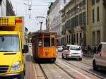Wagen 1984 der Straenbahn Mailand auf der Linie 1 unterwegs,fotografiert am 07.07.2009-