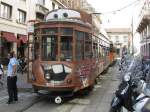 Mailand Tw 1609 wendet in einer Schleife zwischen Piazza Cordusio und Duomo, 30.08.2011.