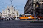 ATM/Strassenbahn Mailand: JUMBOTRAM 4999 (4900-4999) aus dem Jahre 1976 vor der Kulisse des Mailänder Doms (Linie 16) am 25.