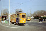 Roma / Rom ATAC Linea tranviaria / SL 13 (MRS 2107) Largo Preneste im Februar 1989. - Scan eines Farbnegativs. Film: Kodak GB 200 5096.