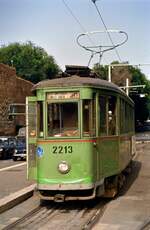 TW 2213 der Straßenbahn Rom auf der Linie 30. Das war am 13.06.1987.