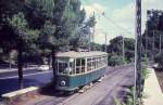 Roma / Rom ATAC Linea tranviaria / SL 5 (Triebwagen Typ MRS 2175) Celio / Via di San Gregorio am 23. August 1970. - Scan eines Diapositivs.