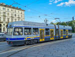 Straßenbahn Turin Zug 5014 auf der Linie 13 nach Coriolano kurz nach Vittorio Veneto, 27.07.2022.