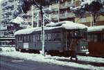 11 feb 1986, during a high snow in the city, tram 2047 is running at via Prenestina